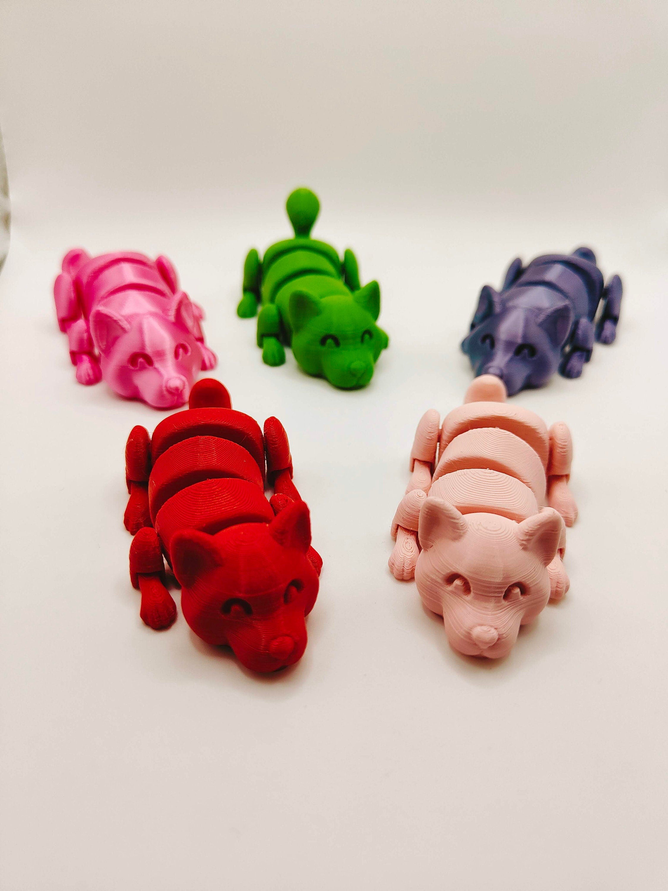 The Lazy Dog, Flexi Articulated Animal, Toy, Home Decor, Dog Ornament, Desk Pet, Unique Toy - 3D Printed - Fidget Toy